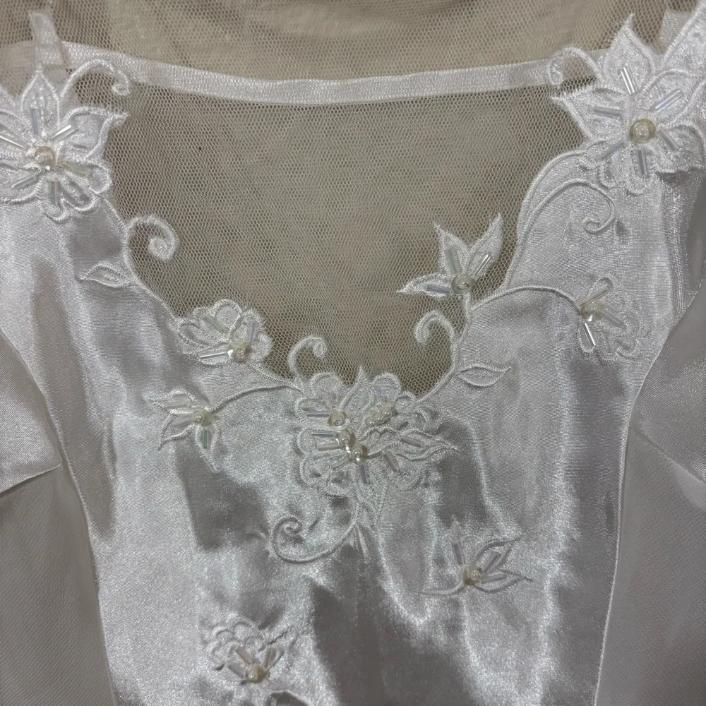 Seductive Wear by Cinema Exoile White Mesh Satin Nightie Bridal Set Size S